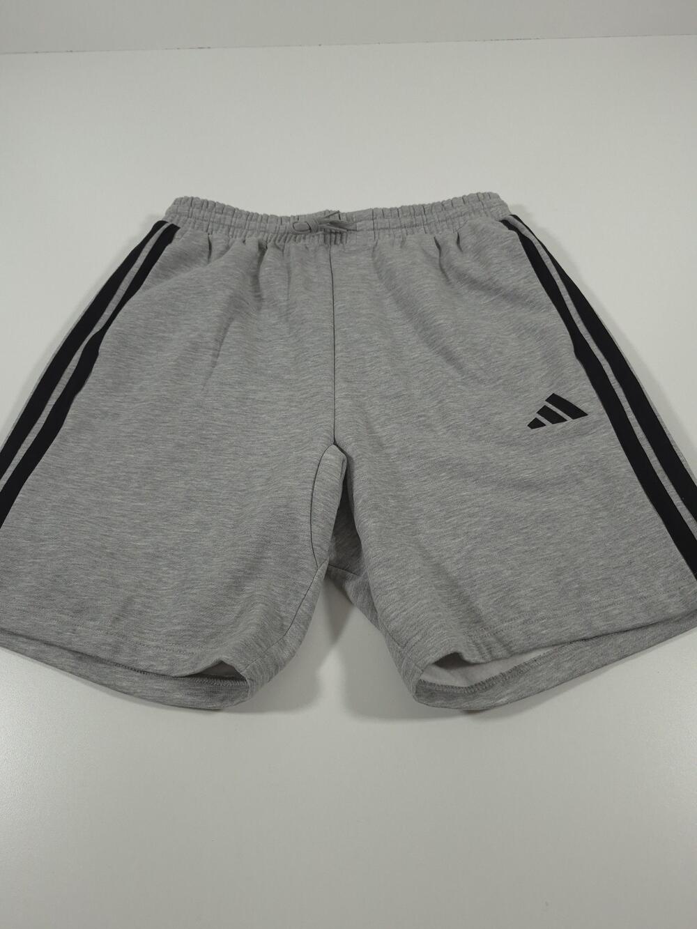 Adidas 3-Stripes Fleece Sweat Shorts Mens L Gray 9 Inseam Gym Training Athletic
